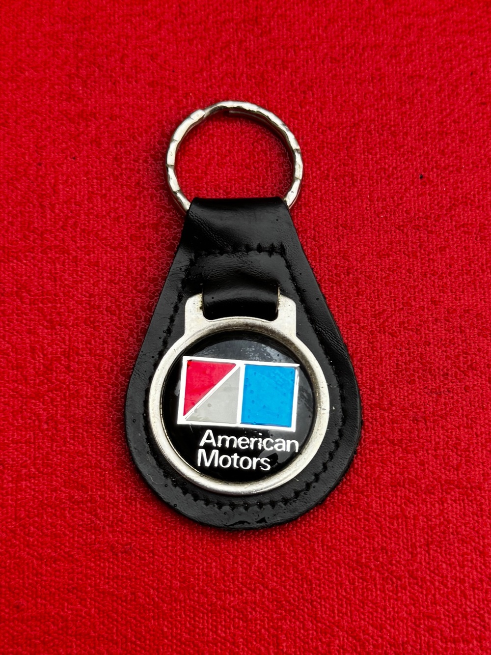Vintage AMC American Motors Leather Keychain Fob Classic Car Automobilia